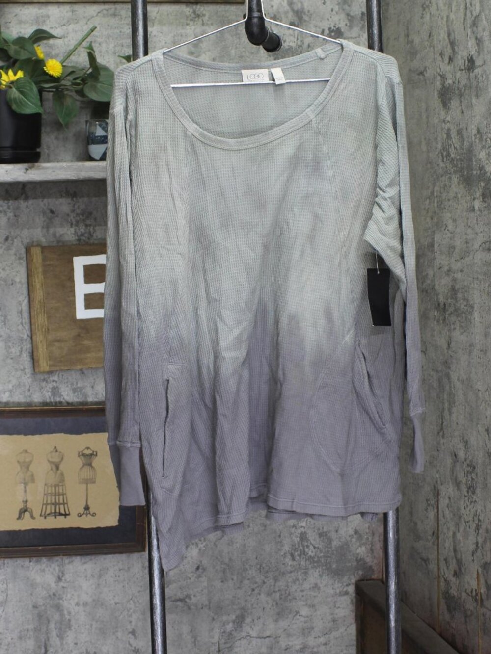 Logo By Lori Goldstein Gray Logo By Lori Goldstein Scoop Neck Dye Top Sz L